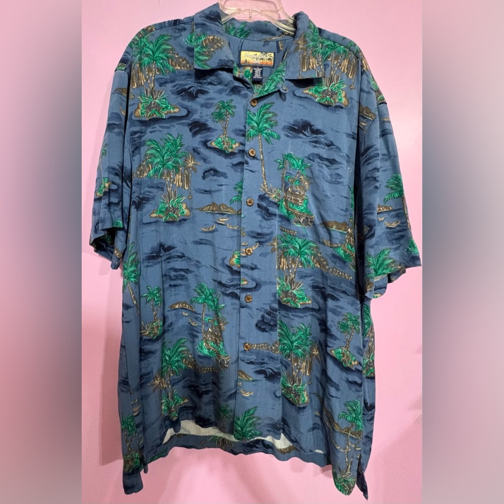 Island Vibes Blue and Green Casual Shirt